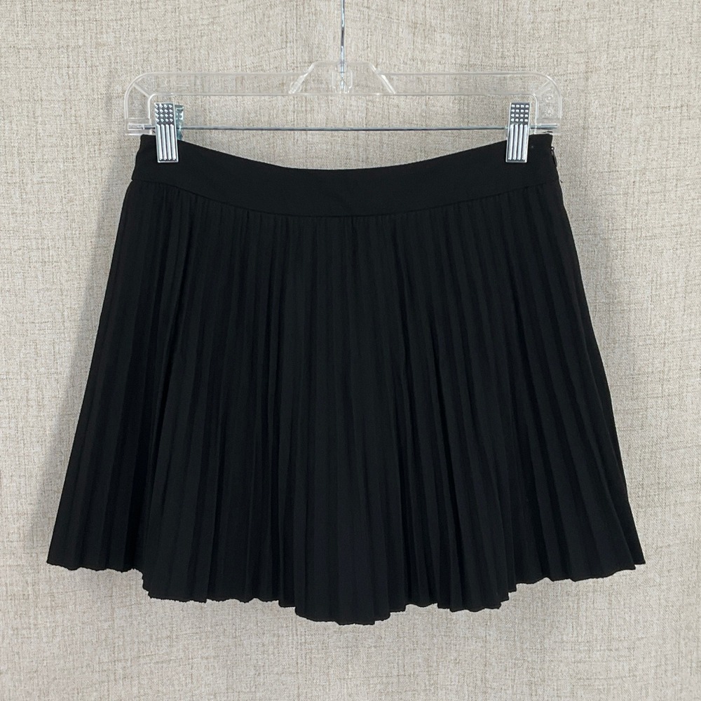 Zara Pleated Skort Women Sz S Black Mini Minimalist Preppy Dark Academia
